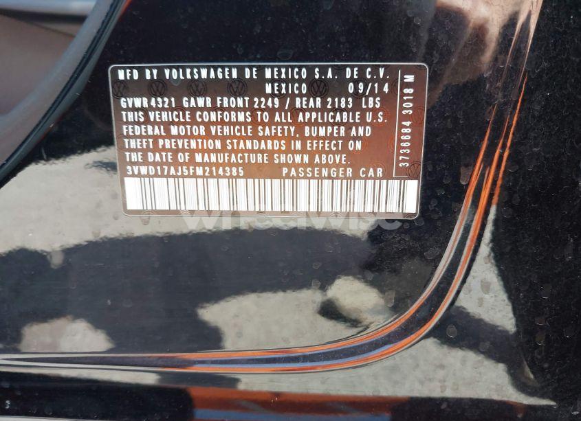 Photo 9 of 2015 Volkswagen Jetta 1.8T SE (VIN 3VWD17AJ5FM214385)