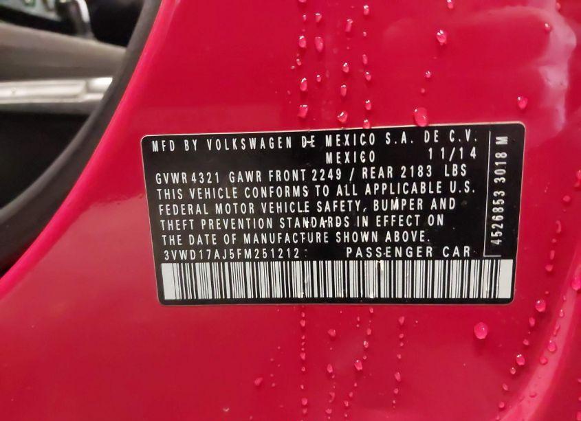 Photo 9 of 2015 Volkswagen Jetta 1.8T SE (VIN 3VWD17AJ5FM251212)