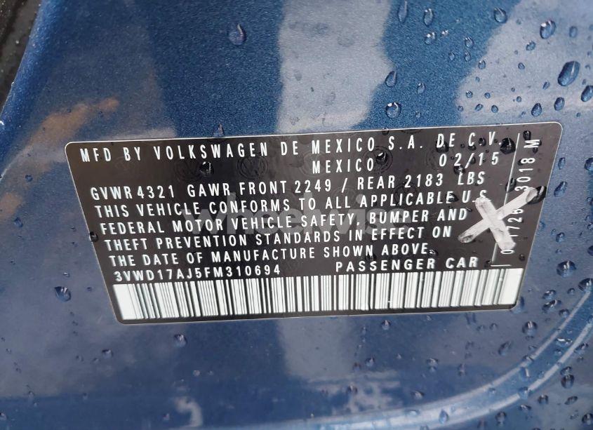 Photo 9 of 2015 Volkswagen Jetta 1.8T SE (VIN 3VWD17AJ5FM310694)