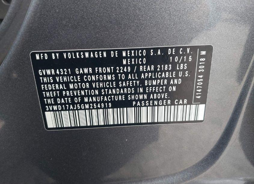 Photo 9 of 2016 Volkswagen Jetta 1.8T SPORT (VIN 3VWD17AJ5GM254919)