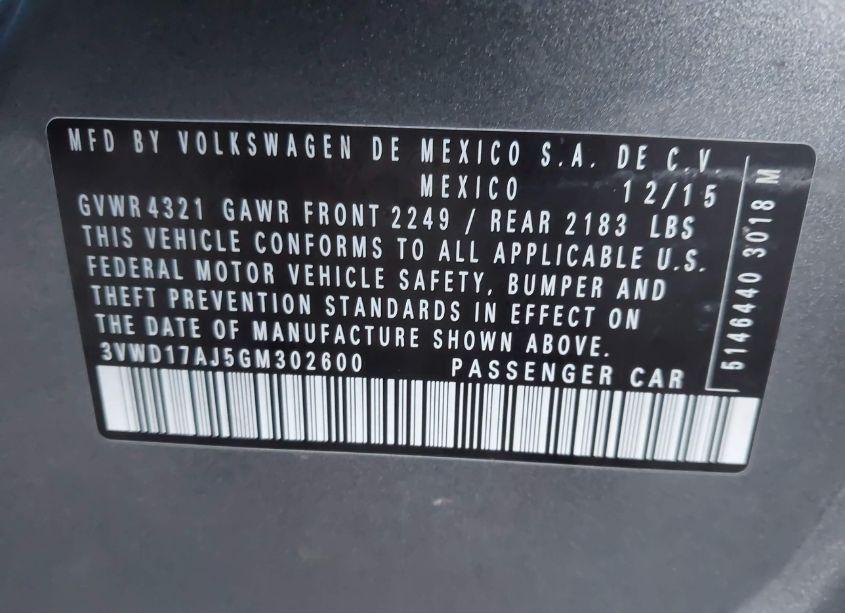 Photo 9 of 2016 Volkswagen Jetta 1.8T SPORT (VIN 3VWD17AJ5GM302600)
