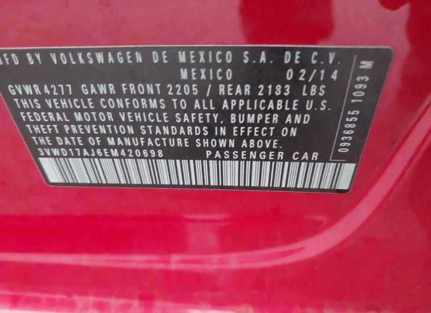 Photo 9 of 2014 Volkswagen Jetta 1.8T SE (VIN 3VWD17AJ6EM420698)