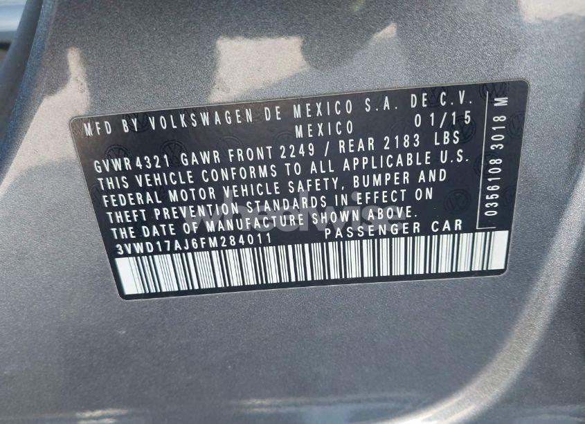 Photo 9 of 2015 Volkswagen Jetta 1.8T SE (VIN 3VWD17AJ6FM284011)