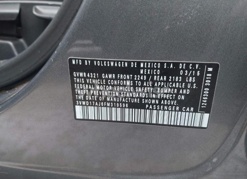 Photo 9 of 2015 Volkswagen Jetta 1.8T SE (VIN 3VWD17AJ6FM319596)