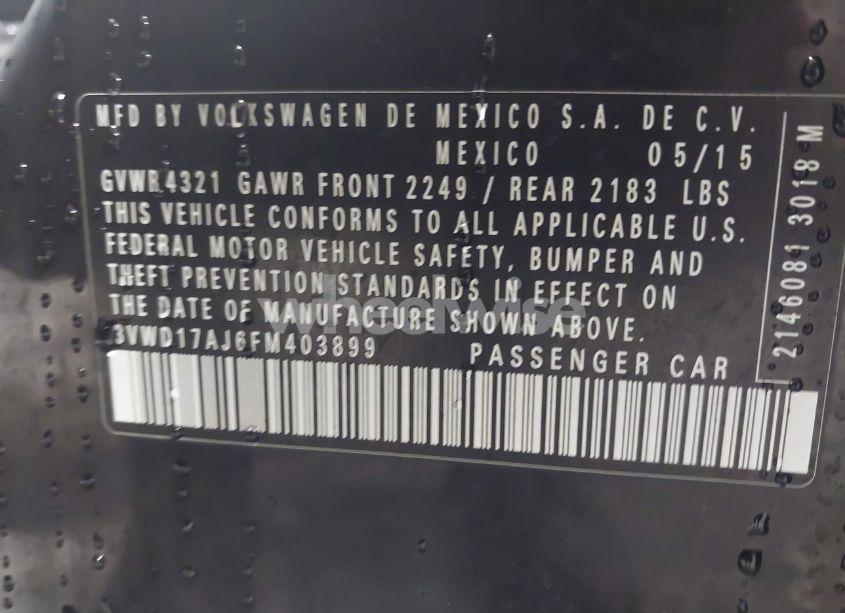 Photo 9 of 2015 Volkswagen Jetta 1.8T SE (VIN 3VWD17AJ6FM403899)