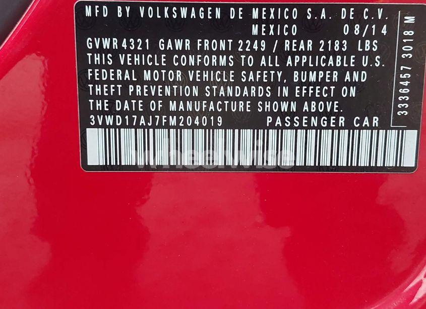 Photo 9 of 2015 Volkswagen Jetta 1.8T SE (VIN 3VWD17AJ7FM204019)