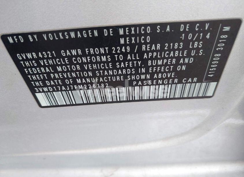 Photo 9 of 2015 Volkswagen Jetta 1.8T SE (VIN 3VWD17AJ7FM226182)