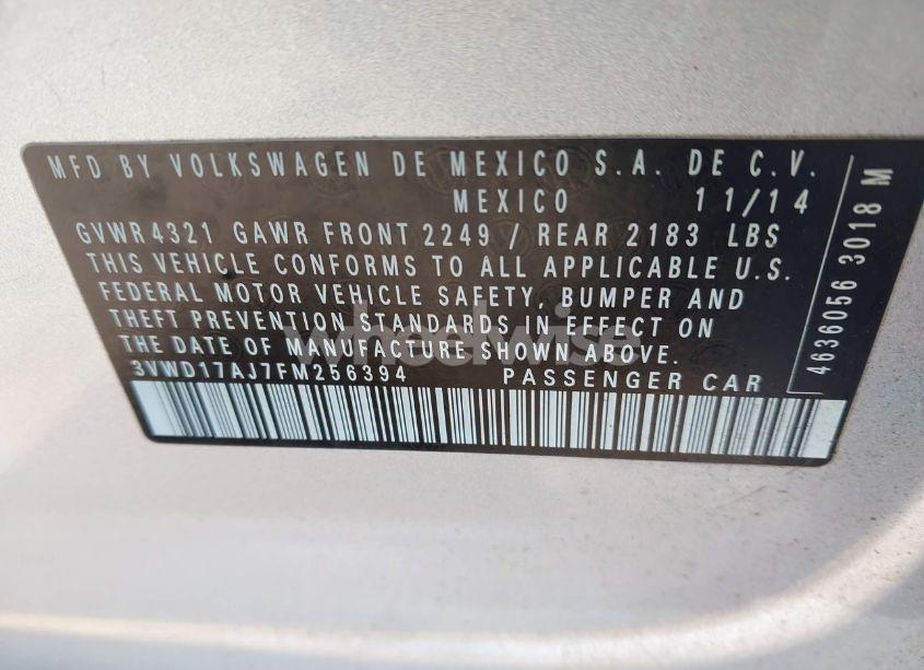 Photo 9 of 2015 Volkswagen Jetta 1.8T SE (VIN 3VWD17AJ7FM256394)