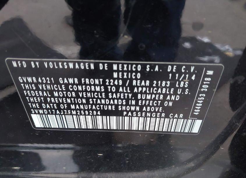 Photo 9 of 2015 Volkswagen Jetta 1.8T SE (VIN 3VWD17AJ7FM259294)