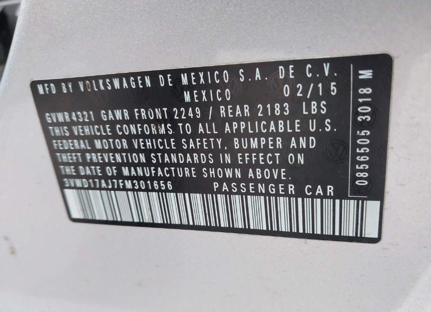 Photo 9 of 2015 Volkswagen Jetta 1.8T SE (VIN 3VWD17AJ7FM301656)