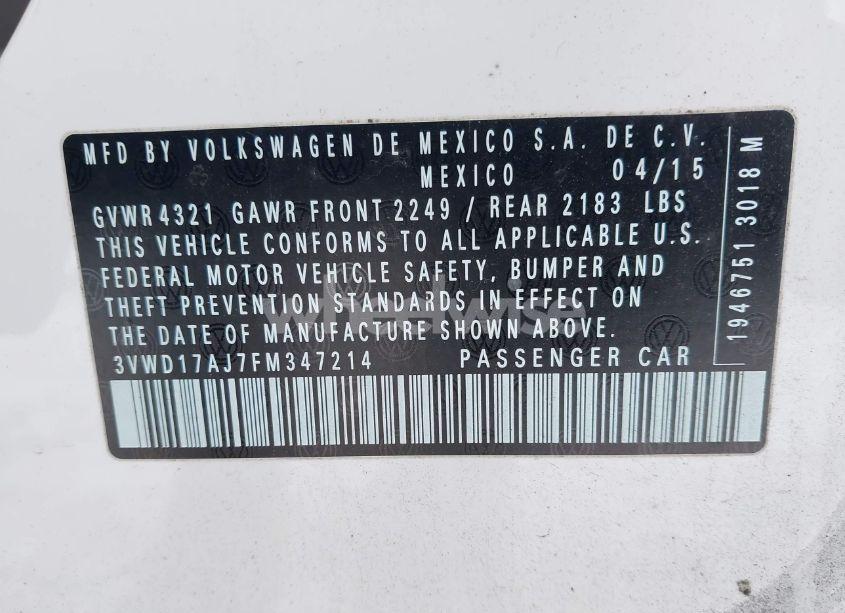 Photo 9 of 2015 Volkswagen Jetta 1.8T SE (VIN 3VWD17AJ7FM347214)