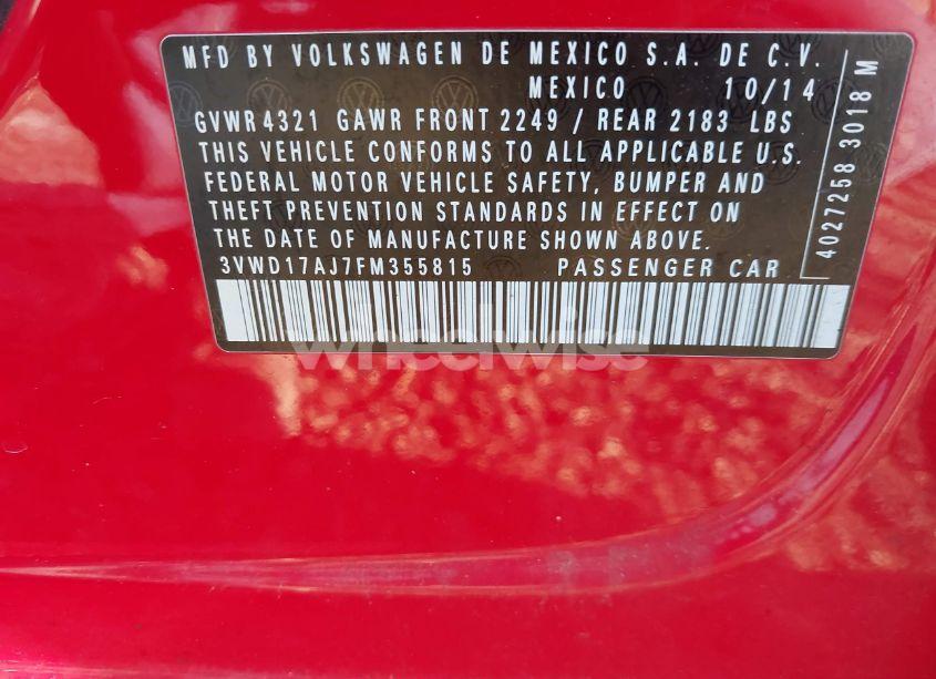 Photo 9 of 2015 Volkswagen Jetta 1.8T SE (VIN 3VWD17AJ7FM355815)