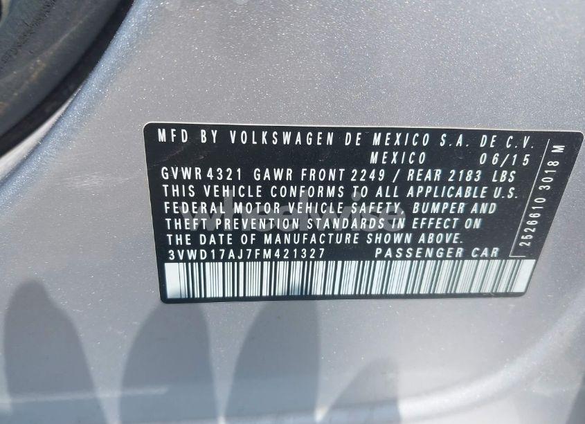 Photo 9 of 2015 Volkswagen Jetta 1.8T SE (VIN 3VWD17AJ7FM421327)