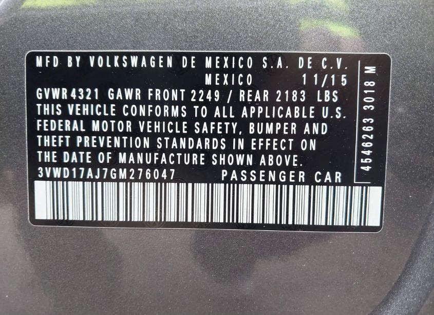 Photo 9 of 2016 Volkswagen Jetta 1.8T SPORT (VIN 3VWD17AJ7GM276047)