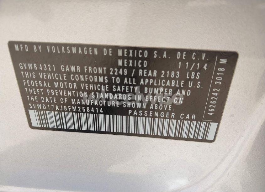 Photo 9 of 2015 Volkswagen Jetta 1.8T SE (VIN 3VWD17AJ8FM258414)