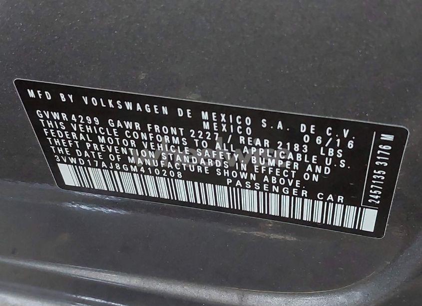 Photo 9 of 2016 Volkswagen Jetta 1.8T SPORT (VIN 3VWD17AJ8GM410208)