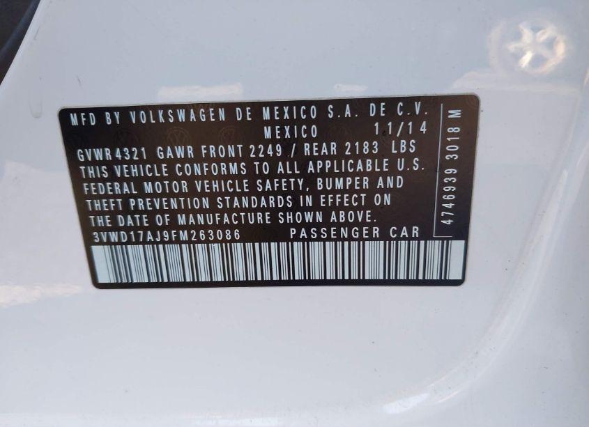 Photo 9 of 2015 Volkswagen Jetta 1.8T SE (VIN 3VWD17AJ9FM263086)