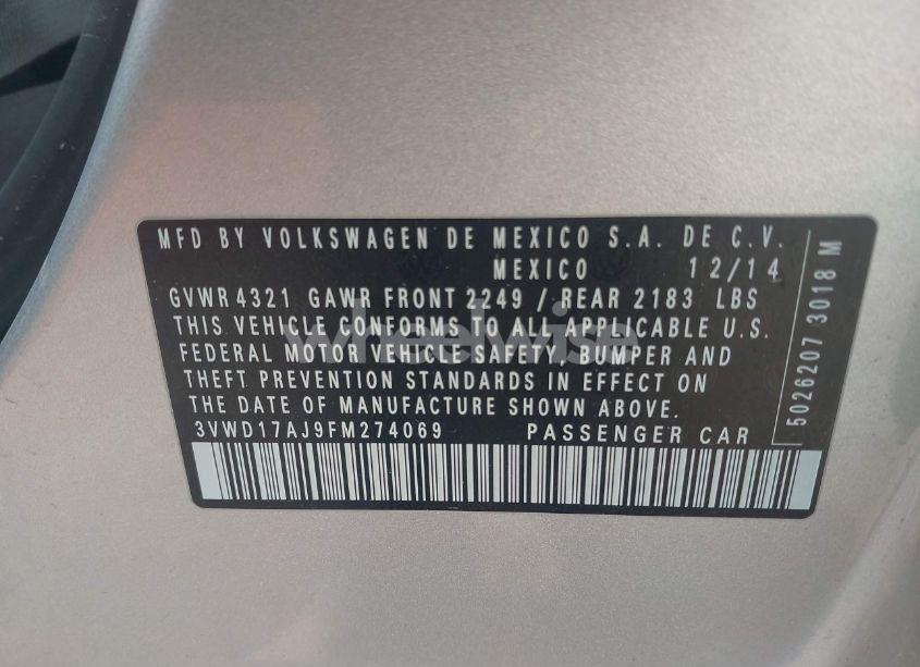 Photo 9 of 2015 Volkswagen Jetta 1.8T SE (VIN 3VWD17AJ9FM274069)