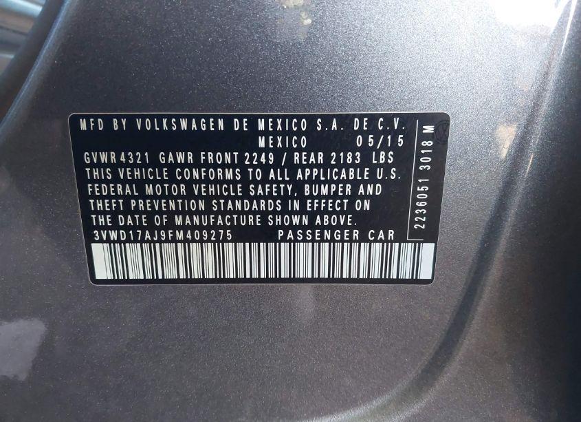 Photo 9 of 2015 Volkswagen Jetta 1.8T SE (VIN 3VWD17AJ9FM409275)