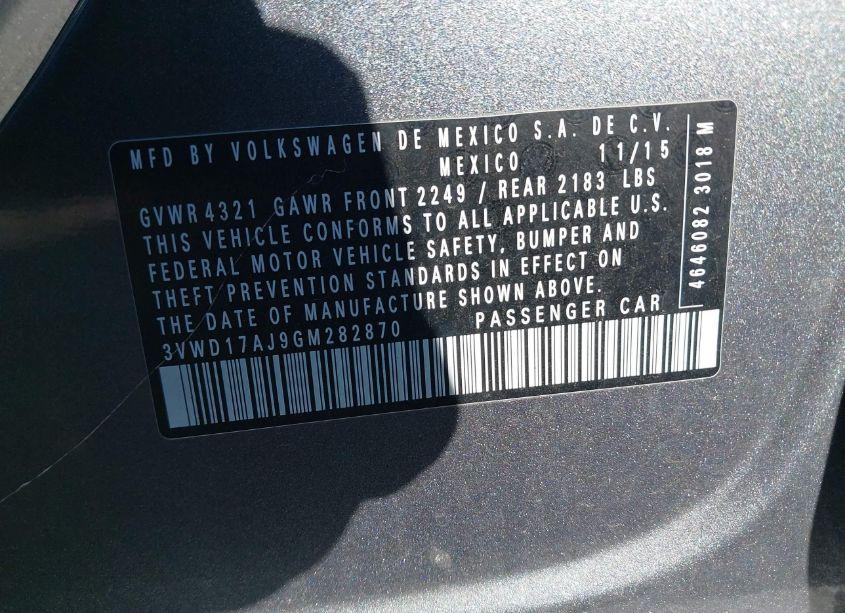 Photo 9 of 2016 Volkswagen Jetta 1.8T SPORT (VIN 3VWD17AJ9GM282870)