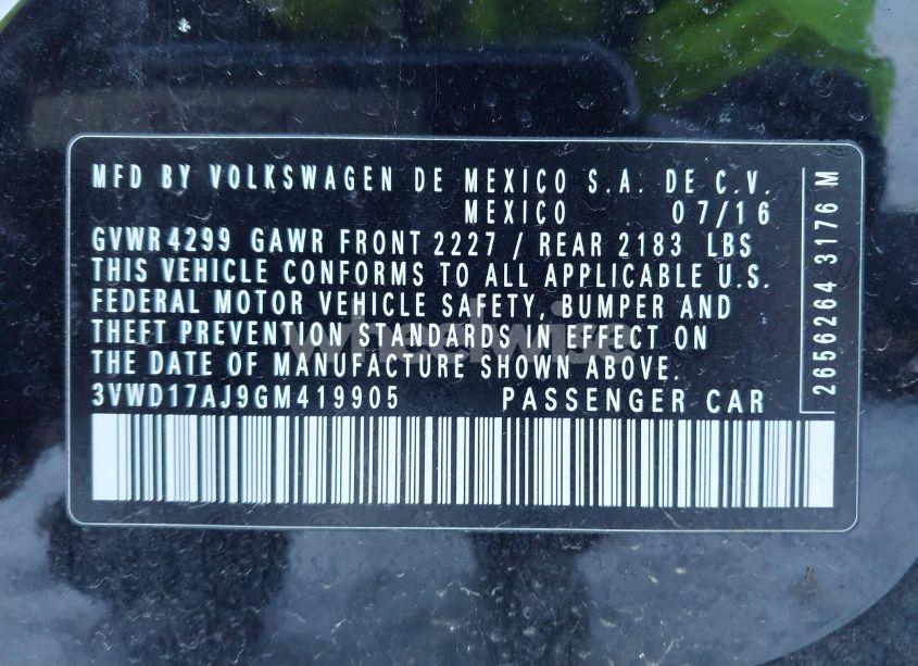 Photo 9 of 2016 Volkswagen Jetta 1.8T SPORT (VIN 3VWD17AJ9GM419905)