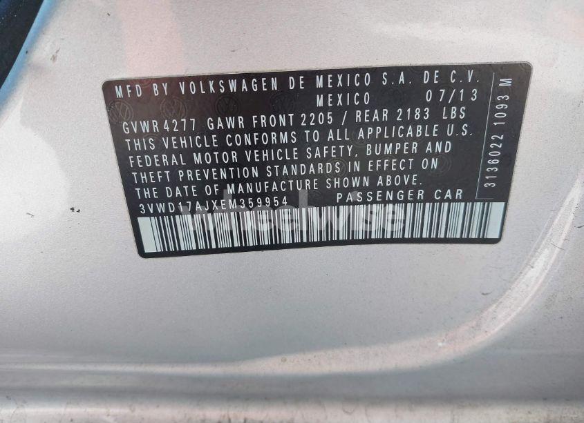 Photo 9 of 2014 Volkswagen Jetta 1.8T SE (VIN 3VWD17AJXEM359954)