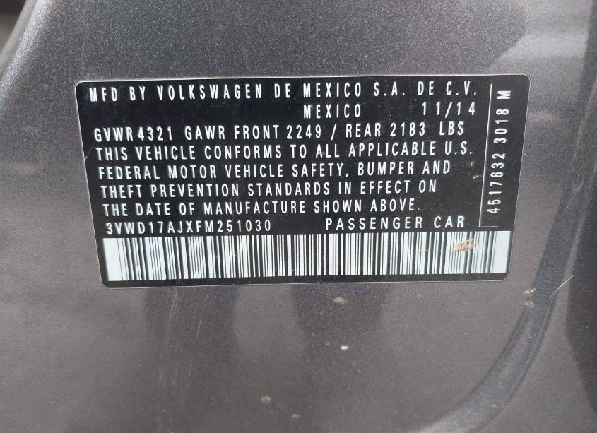 Photo 9 of 2015 Volkswagen Jetta 1.8T SE (VIN 3VWD17AJXFM251030)