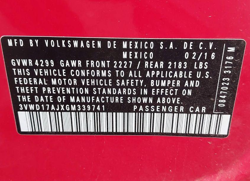 Photo 9 of 2016 Volkswagen Jetta 1.8T SPORT (VIN 3VWD17AJXGM339741)