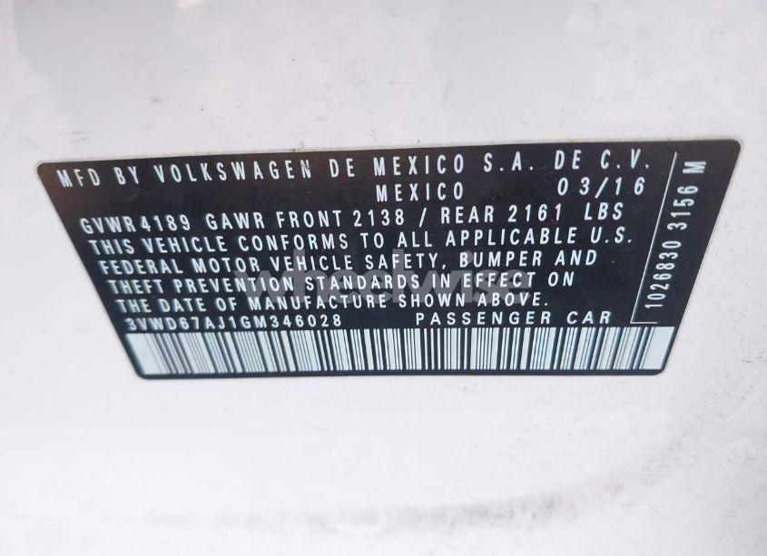 Photo 9 of 2016 Volkswagen Jetta 1.4T SE (VIN 3VWD67AJ1GM346028)