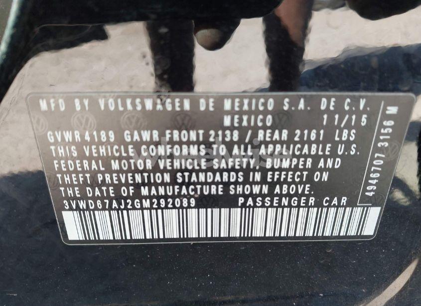 Photo 9 of 2016 Volkswagen Jetta 1.4T SE (VIN 3VWD67AJ2GM292089)