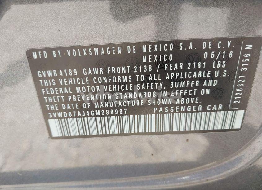 Photo 9 of 2016 Volkswagen Jetta 1.4T SE (VIN 3VWD67AJ4GM389987)