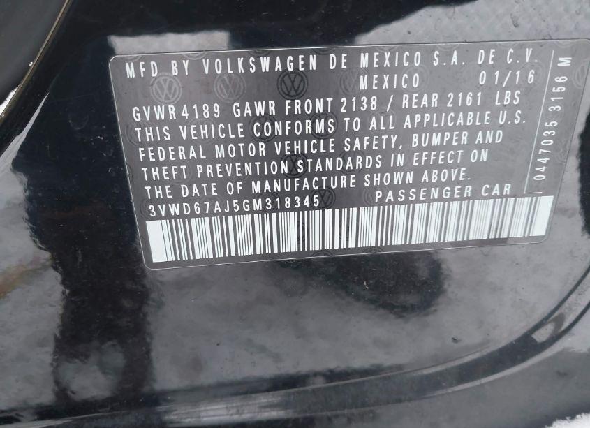 Photo 9 of 2016 Volkswagen Jetta 1.4T SE (VIN 3VWD67AJ5GM318345)