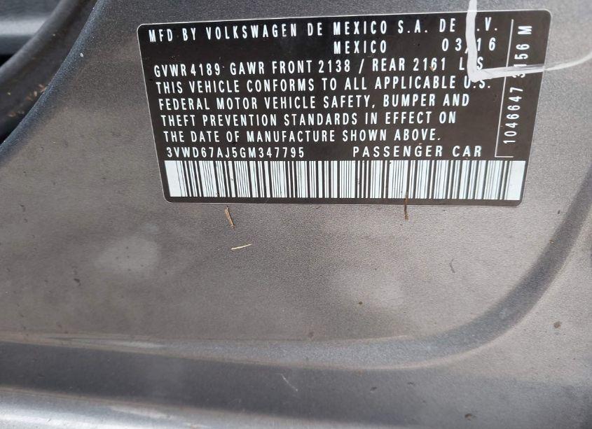 Photo 9 of 2016 Volkswagen Jetta 1.4T SE (VIN 3VWD67AJ5GM347795)
