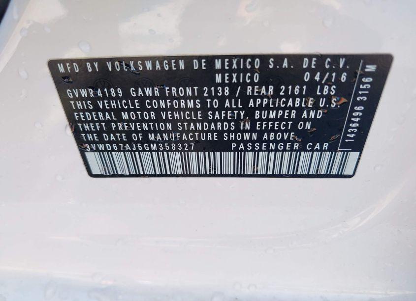 Photo 9 of 2016 Volkswagen Jetta 1.4T SE (VIN 3VWD67AJ5GM358327)