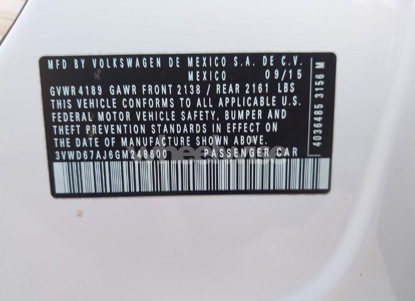 Photo 9 of 2016 Volkswagen Jetta 1.4T SE (VIN 3VWD67AJ6GM248600)