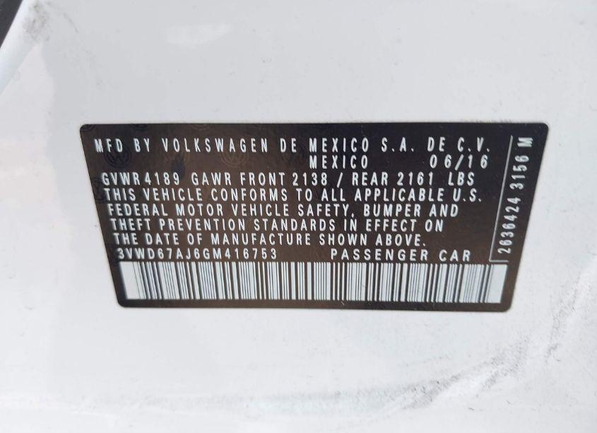 Photo 9 of 2016 Volkswagen Jetta 1.4T SE (VIN 3VWD67AJ6GM416753)