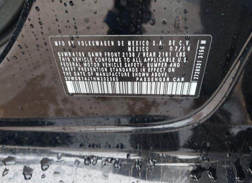 Photo 9 of 2017 Volkswagen Jetta 1.4T SE (VIN 3VWDB7AJ1HM202380)