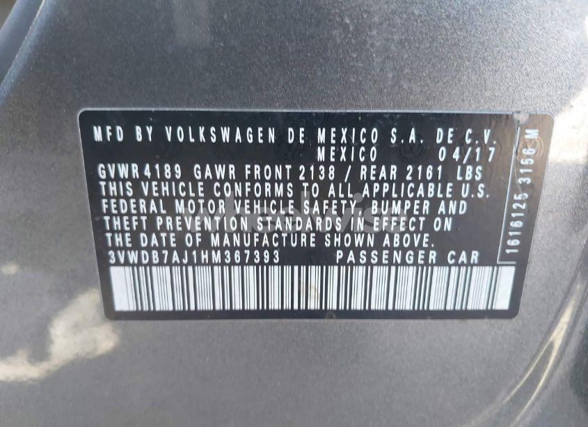 Photo 9 of 2017 Volkswagen Jetta 1.4T SE (VIN 3VWDB7AJ1HM367393)