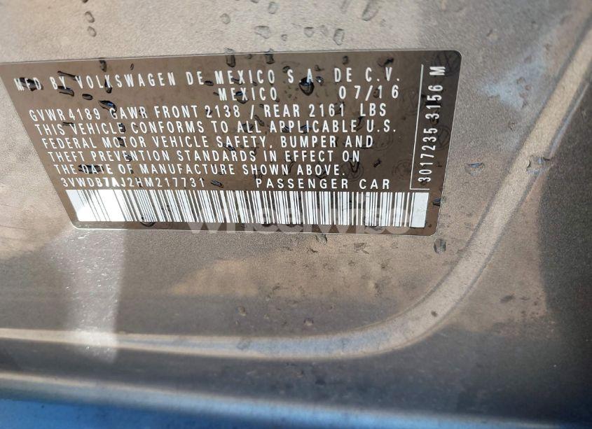 Photo 9 of 2017 Volkswagen Jetta 1.4T SE (VIN 3VWDB7AJ2HM217731)