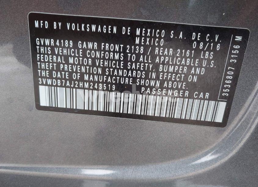 Photo 9 of 2017 Volkswagen Jetta 1.4T SE (VIN 3VWDB7AJ2HM243519)