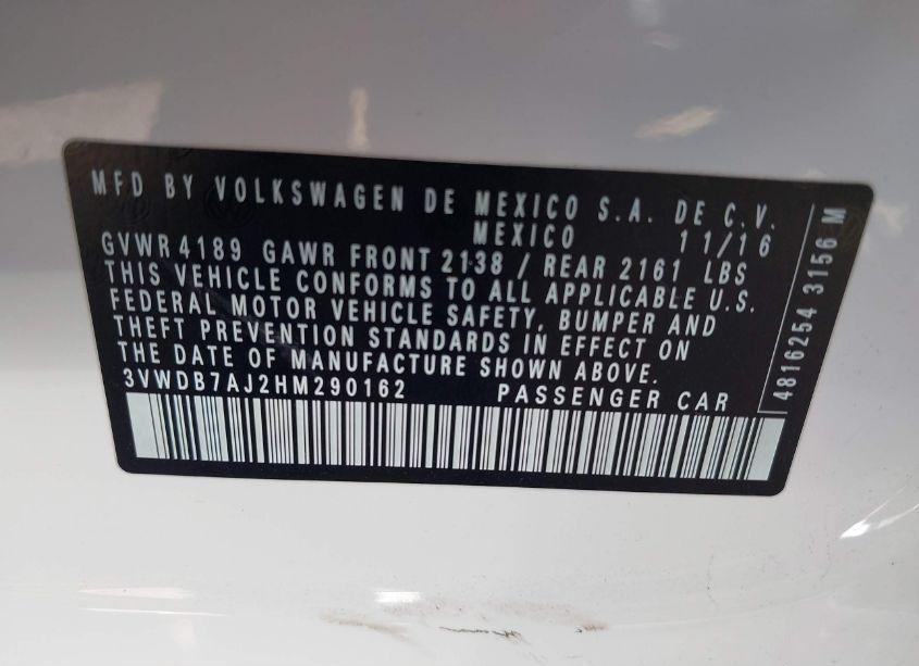 Photo 9 of 2017 Volkswagen Jetta 1.4T SE (VIN 3VWDB7AJ2HM290162)