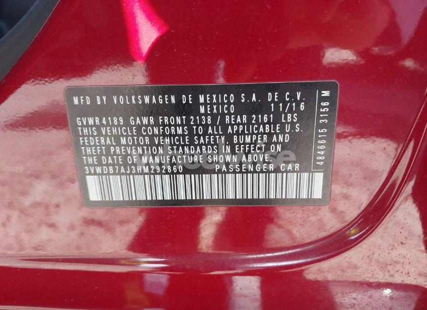 Photo 9 of 2017 Volkswagen Jetta 1.4T SE (VIN 3VWDB7AJ3HM292860)