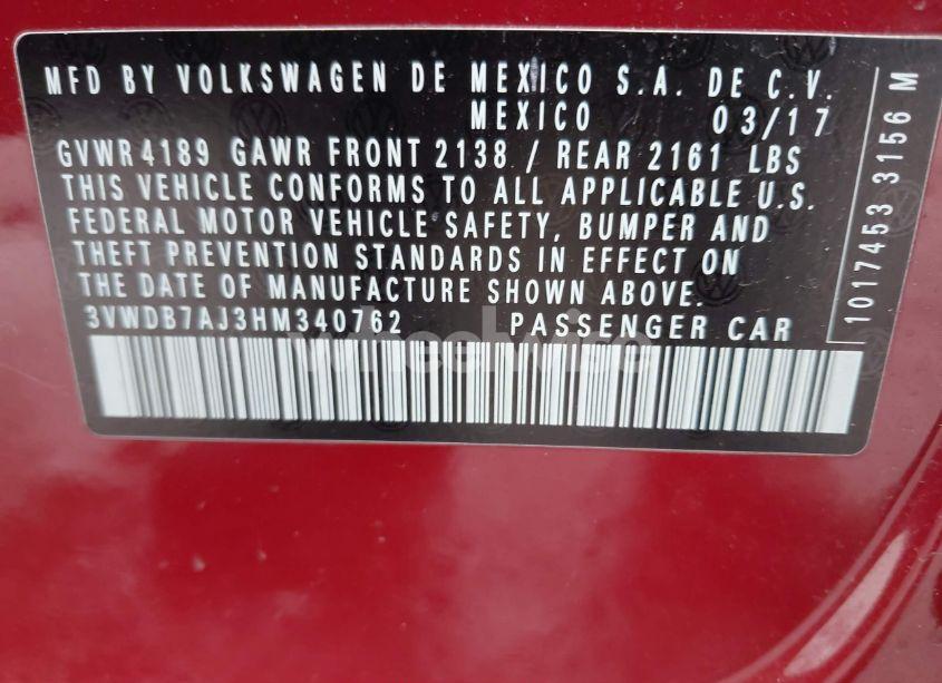 Photo 9 of 2017 Volkswagen Jetta 1.4T SE (VIN 3VWDB7AJ3HM340762)