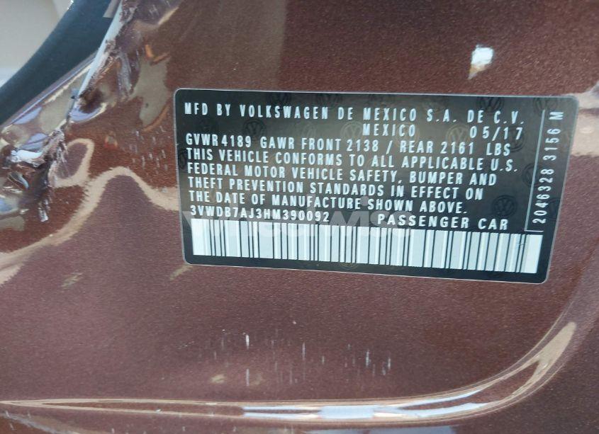 Photo 9 of 2017 Volkswagen Jetta 1.4T SE (VIN 3VWDB7AJ3HM390092)