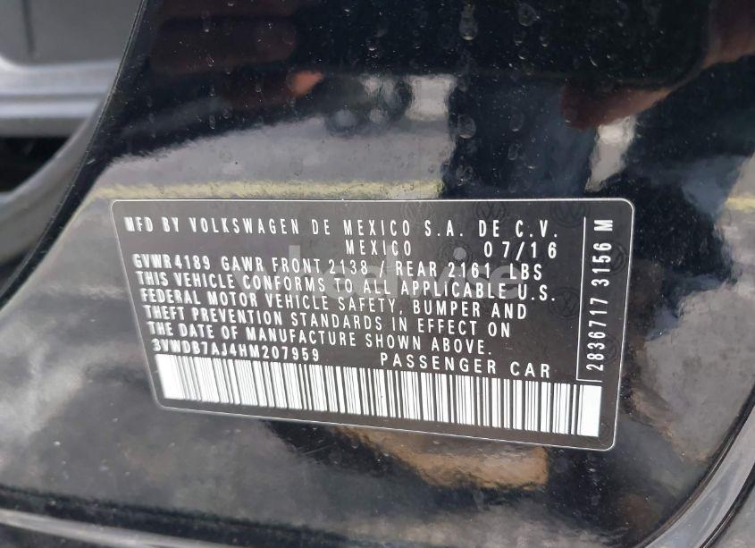 Photo 9 of 2017 Volkswagen Jetta 1.4T SE (VIN 3VWDB7AJ4HM207959)