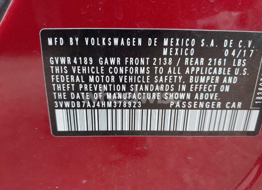 Photo 9 of 2017 Volkswagen Jetta 1.4T SE (VIN 3VWDB7AJ4HM378923)