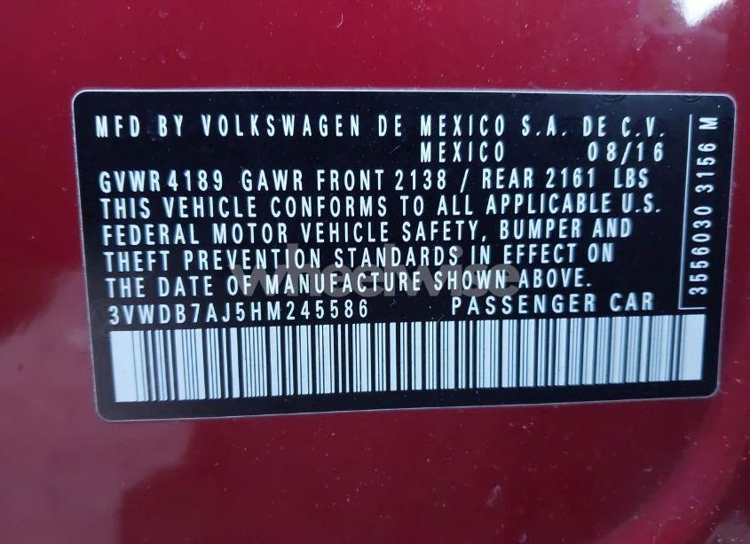 Photo 9 of 2017 Volkswagen Jetta 1.4T SE (VIN 3VWDB7AJ5HM245586)