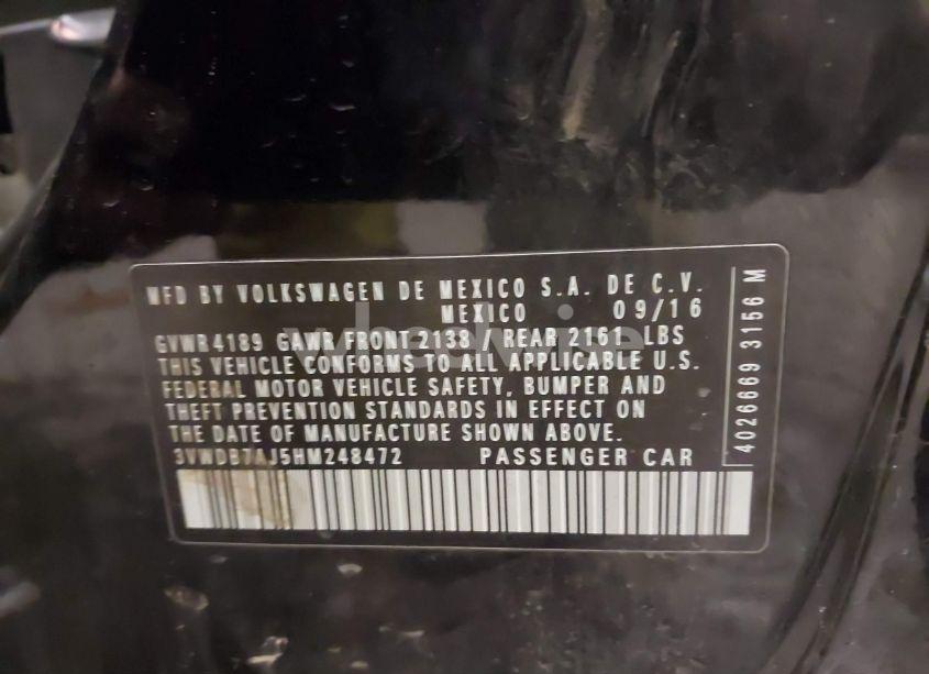 Photo 9 of 2017 Volkswagen Jetta 1.4T SE (VIN 3VWDB7AJ5HM248472)