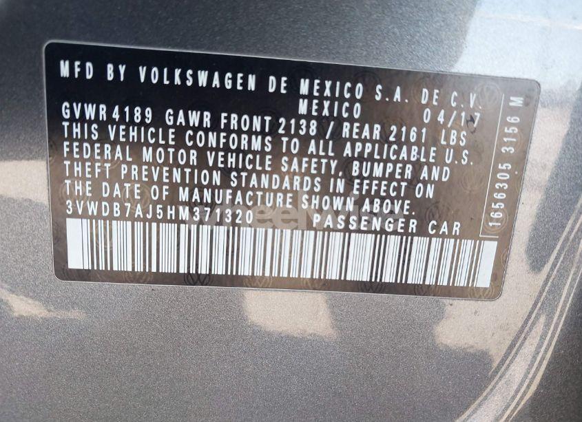 Photo 9 of 2017 Volkswagen Jetta 1.4T SE (VIN 3VWDB7AJ5HM371320)