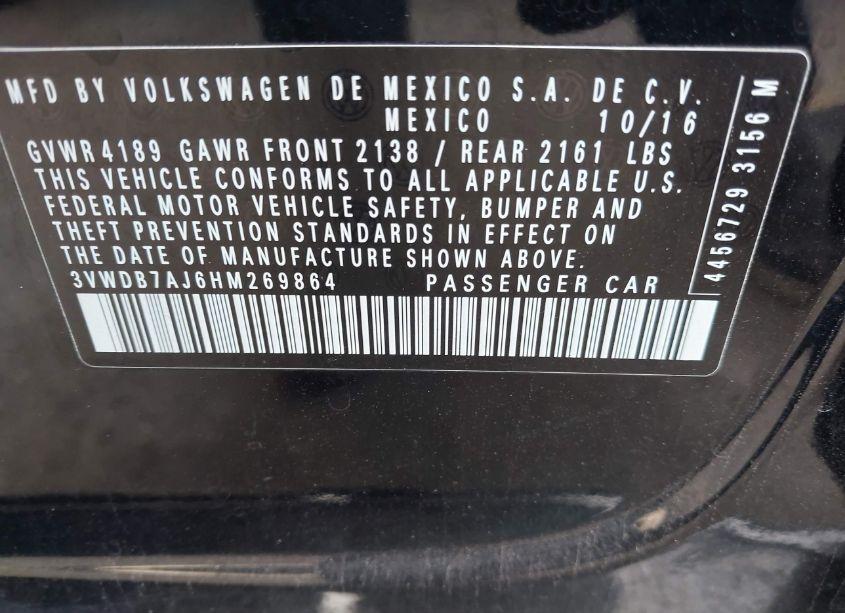 Photo 7 of 2017 Volkswagen Jetta 1.4T SE (VIN 3VWDB7AJ6HM269864)